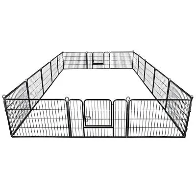 24  16 Panel Dog Playpen Crate Fence Pet Play Pen Exercise Puppy Kennel Cage • $101.99