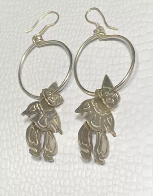 Earrings 925 Articulated Circus Monkey Clown Hoop Earrings Hook Pierced Dangle • $85.50