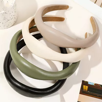 Irregular PU Leather Hair Hoop Solid Color Simple Simple Headband Vintage A • $4.23