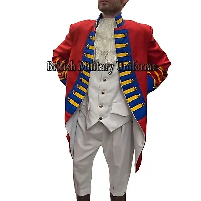 New Red Colonial Men The Napoleon Adult Wool Custom Made Costume Coat Fast ShIp • $236.80