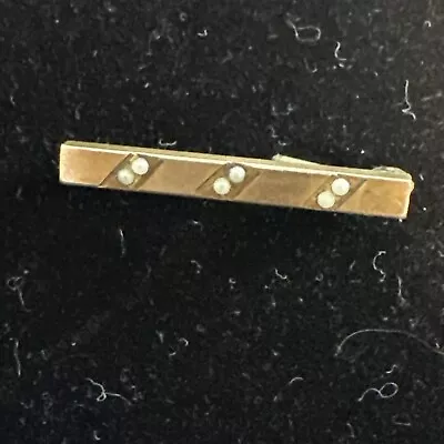 Antique Vintage Gold Filled & Seed Pearl Bar Lingerie Brooch Pin • $17