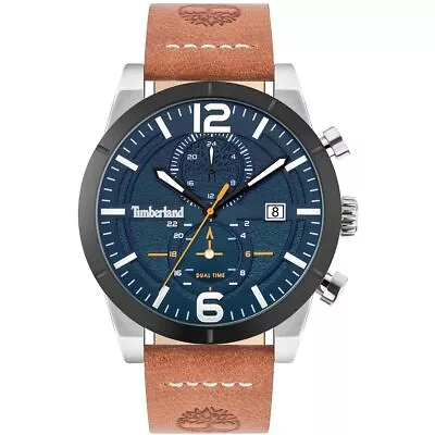 Timberland Men's Watch Dual Time And Date Blue Dial Leather Strap TDWGF2090103 • $110.18