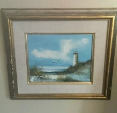 Cape Cod Inspired Canadian Artist W.Quilham Painting 1970 Light House Ocean... • $104