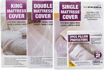 £5.99 • Buy Mattress Pillow Protector Double Single King Cover Waterproof Wipe Clean Sheet