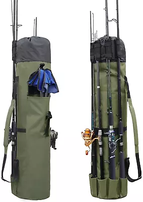 Durable Canvas Fishing Rod & Reel Organizer Bag Travel Carry Case  • $52.95