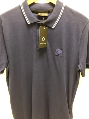 £70 • Buy Ma Strum Icon Tipped Polo Indigo L