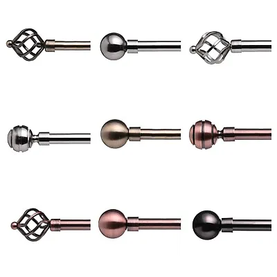 19 Mm Extendable Metal Curtain Poles Antiqe BrassCopper Silver & Black Color • £14.99