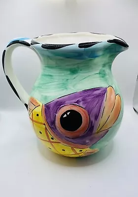 Jay Willfred Andrea By Sadek Majolica Art Pottery Fish 8” Water Pitcher Portugal • $25