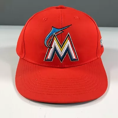 Miami Marlins Hat Adult One Size Orange Curved Brim Rainbow Logo Strapback • $10.99