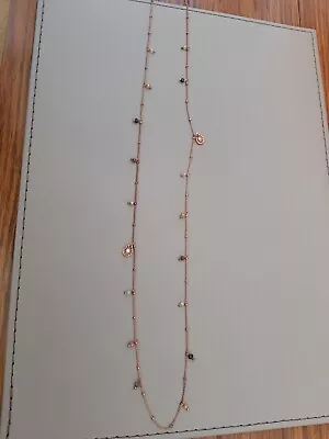 Accessorize Z Rose Gold Purple/Pink Bead Long Necklace • £6