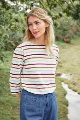 £14.98 • Buy Seasalt Women's - Multi Sailor Top (GOTS) - Regular - Tri Breton Chalk Clove Bas
