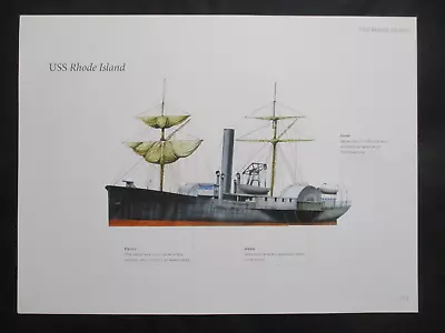 Civil War Union Warship Print - USS Rhode Island - SEE MY 1885 CIVIL WAR MAPS + • $5