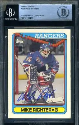 Mike Richter Beckett BAS Signed 1990-91 Topps Rookie Autograph • $80