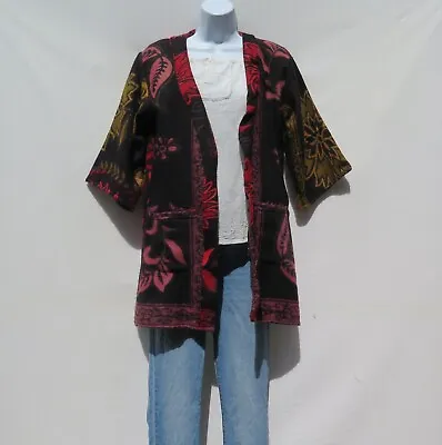 Kimono Jacket Boho 60s 3/4 Sleeve Handmade Yak Wool Blend S • $50.40