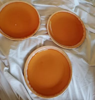 Lot Of 3 Vintage Hull 10 1/2” Orange Drip Dinner Plates MCM Mid Century Modern  • $42.99