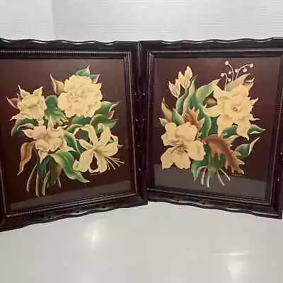 Vintage Mid Century Pair Turner Floral Botanical Lithograph Print Framed Art • $50