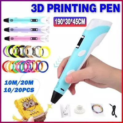 3D Printing Pen Drawing Pen Printer + LCD Screen + USB + 3 Free Filaments Gift • $25.59