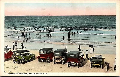 Pablo Beach FL Bathers C1920s Autos Cars On Beach Waves Florida WB Postcard P9 • $7.19