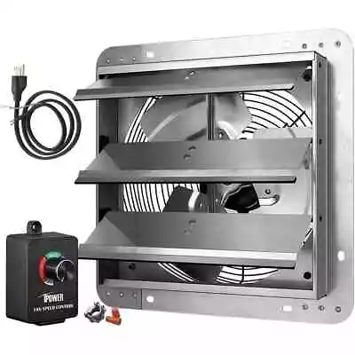 Tidoin Exhaust Fan 14.96 X14.96 X7.88  Silver Gable Mount Shutter W/Controller • $137.77