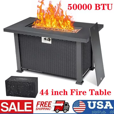 Outdoors Propane Fire Pit 44  Gas Fire Pit Table 50000BTU Rain Cover & Cover • $212.38