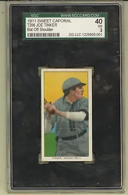 1909 T206 JOE TINKER Bat Off Chicago Cubs HOF SGC 3 Sweet Caporal 350-460/42 OP • $450