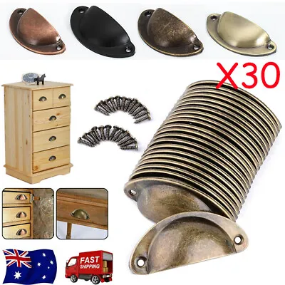 $18.79 • Buy 30PCS Cup Handles Shell Pull Kitchen Cupboard Cabinet Door Furniture Drawer AU