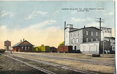 Lamar Milling Co. And Frisco Railroad Depot Lamar Mo. Missouri Postcard #46431 • $11.95
