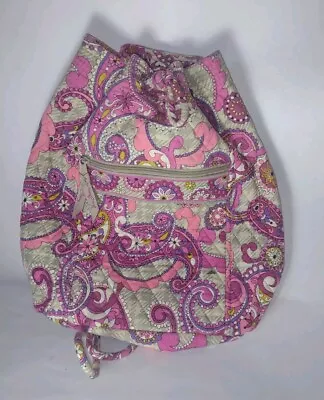 Very Bradley Backsack Paisley Meets Plaid Backpack Pink Used • $19.99