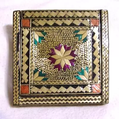 Rare Vintage Wood MARQUETRY Puzzle Box 3-3/4  X 3-3/4  X 1/2  • $21