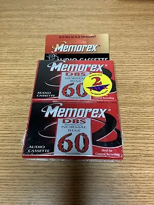 Memorex DBS Normal Bias Audio Cassette 2 Pack DBS 60 60 Minutes NEW SEALED Blank • $12