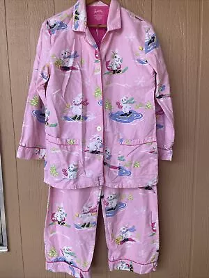 Nick & Nora Pink Bunny Rabbit Flannel Pajama Set Large Skiing Easter Rabbit • $59.99