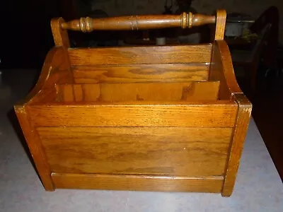 $40 • Buy Vintage Leick Furniture Oak 2 Pocket Magazine Newspaper Record Rack Holder NICE