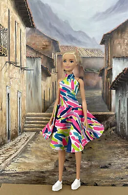 Doll Clothes Handmade Lilly Pulitzer Fabric Multi Palm Reader Sleeveless Dress • $5.50