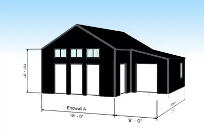 U.S. Made Galvanized Steel 18 X 30 Cabin Kit With 9 X 20 Addition And Porch • $24065