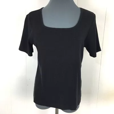 VINTAGE Sigrid Olsen Sport Women T-Shirt S Black Cotton 34x21 • $11.10