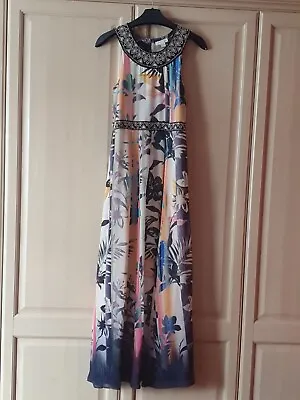 Womens Monsoon Navy Multi Colour Floral Print Maxi Dress UK Size 8 Worn Once • £21.99