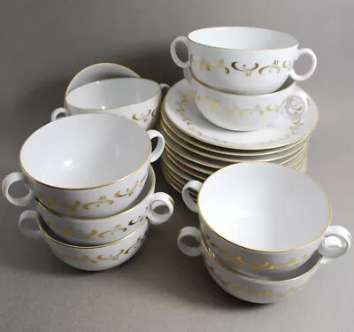 Nine 1967 Royal Worcester Verona Porcelain England Soup Bowls Saucers • $35