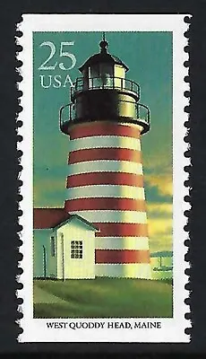 Lighthouse At West Quoddy Head Maine On 1990 Stamp • £1.99