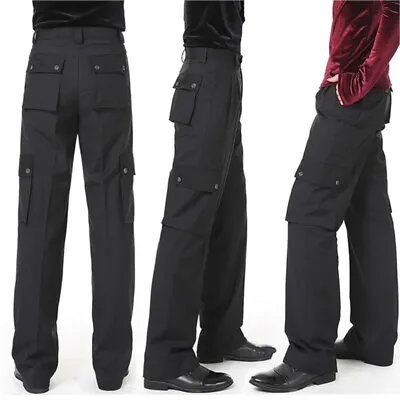 Hot Men Ballroom Dance Pants Latin Trousers Pockets Salsa Modern Stretch Cargo • $33.47