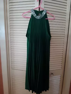 Shein Green Pleated Dress Size L • $9.99