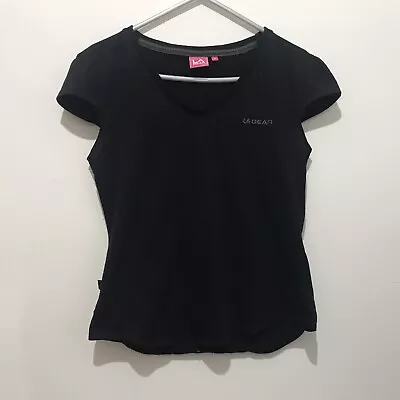Womens Black Gym Shirt 8 UK Ladies Pullover T Shirt Vest LA Gear Workout Sports • £2.99