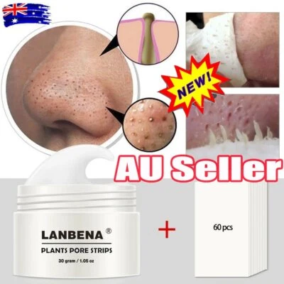 $11.67 • Buy Blackhead Remover Nose Mask Pore Black Peel Off Acne & 60x Paper Strips LANBENA~