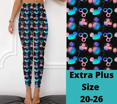 Mickey Minnie Mouse Ears Balloons Women's Leggings TC2 Extra Plus Size 20-26 • $22
