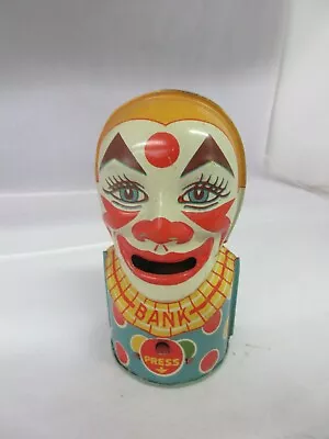 Vintage Advertising J Chein Clown Mechanical  Bank  Savings  Tin   347-d • $59