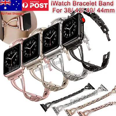 $12.95 • Buy Apple Watch Series 6 5 4 3 2 SE Bling Stainless Steel Bracelet IWatch Band Strap
