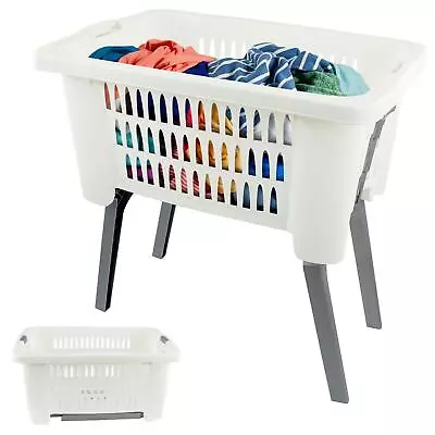 Laundry Basket Foldable Legs Collapsible Storage Lightweight Large Capacity • £13.99