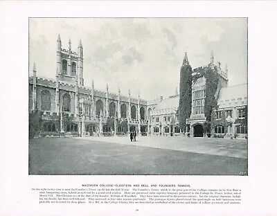 Magdalen College Cloisters Bell Founder's Tower Antique Print C1896 PEAW#304 • £5.99