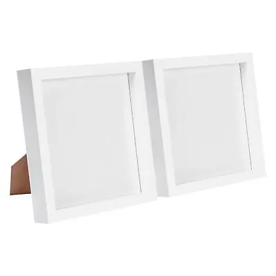 2x White 8  X 8  3D Box Photo Frames Standing Hanging Craft Shadow Picture • £13