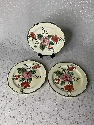 Vtg/Antique 3 Dinner Plates 8” “Old English Rose” China Hand Painted Roses • $38.99