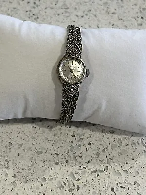 Vintage Accurist Swiss Made 21 Jewels 925 Sterling Silver Marcasite Watch  • £40